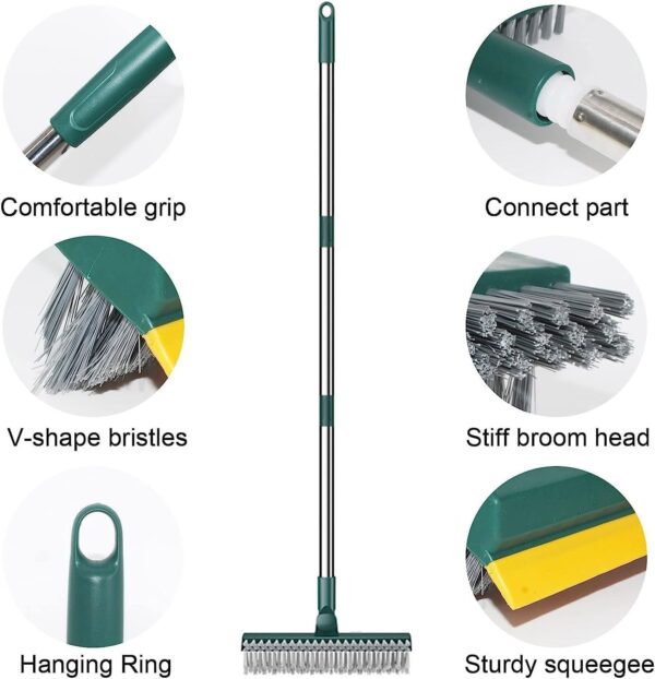 Bathroom Cleaning Brush with Wiper 3 in 1 Tiles Cleaning Brush - Image 4