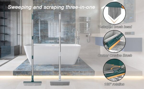 Bathroom Cleaning Brush with Wiper 3 in 1 Tiles Cleaning Brush - Image 7