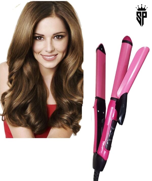 Girl's, Women's and Men's 2 in 1 Straightener Curler - Image 4