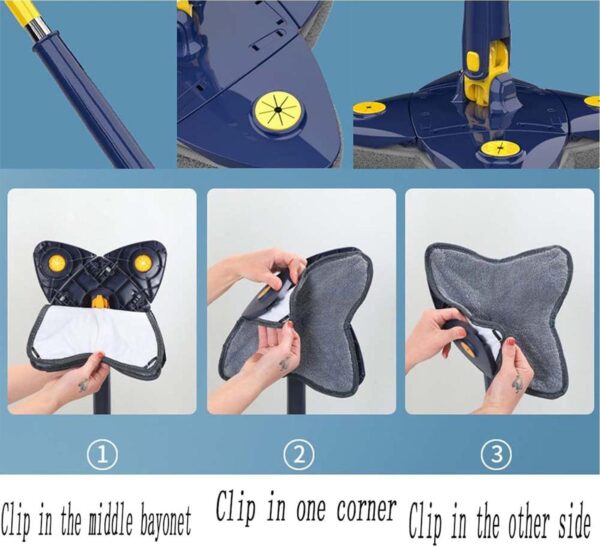Four Leaf Clover Shaped 360 Degree Rotatable Adjustable Cleaning Mop - Image 4