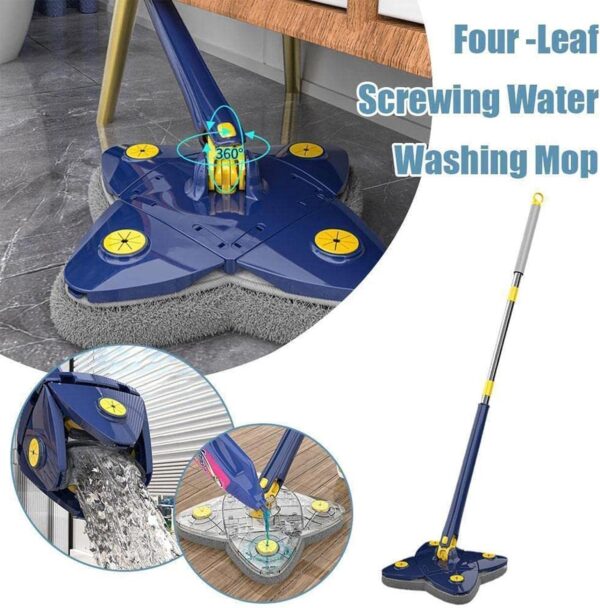 Four Leaf Clover Shaped 360 Degree Rotatable Adjustable Cleaning Mop - Image 6
